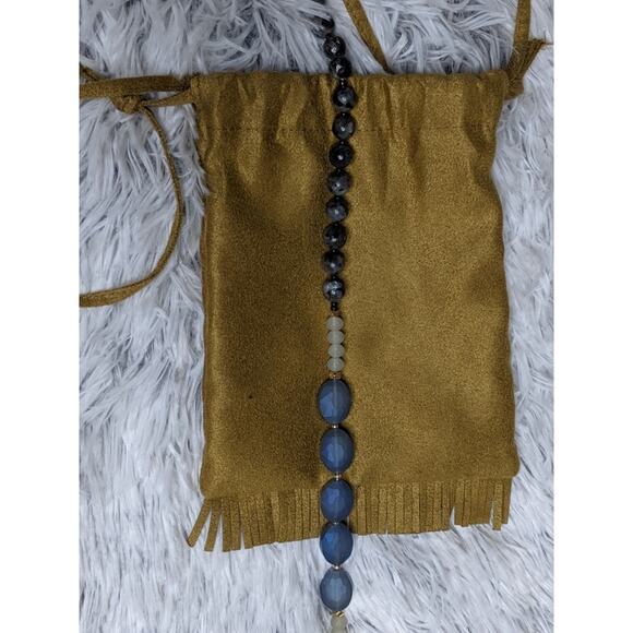 Kevia Vie Boheme Necklace Beads Pendant Statement Geode Tassel New - Picture 4 of 6